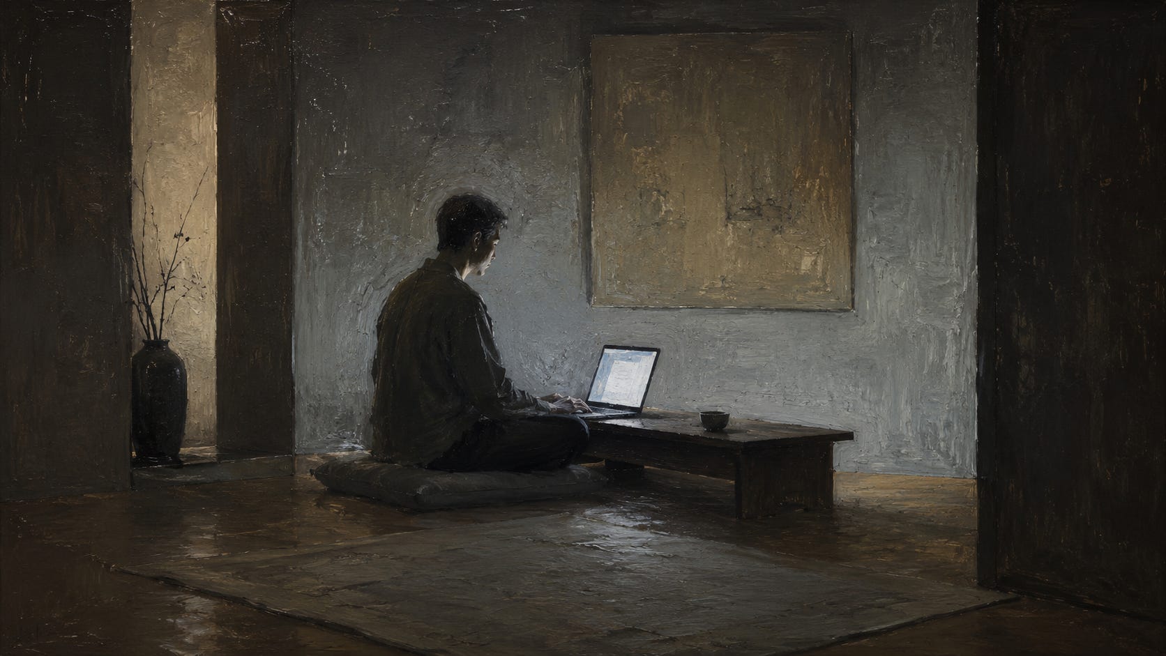 Sedersi in silenzio davanti a uno schermo